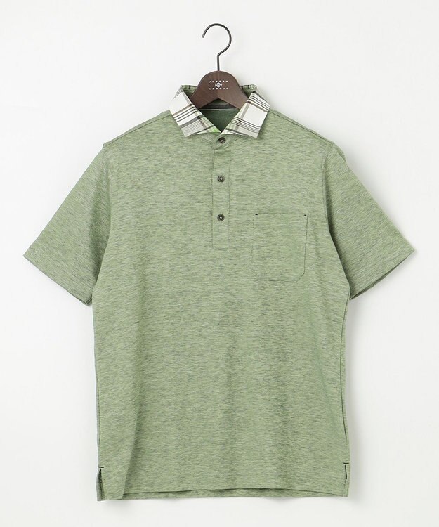 JOSEPH ABBOUD 【吸水速乾】リネンハニカム ポロシャツ カーキ系