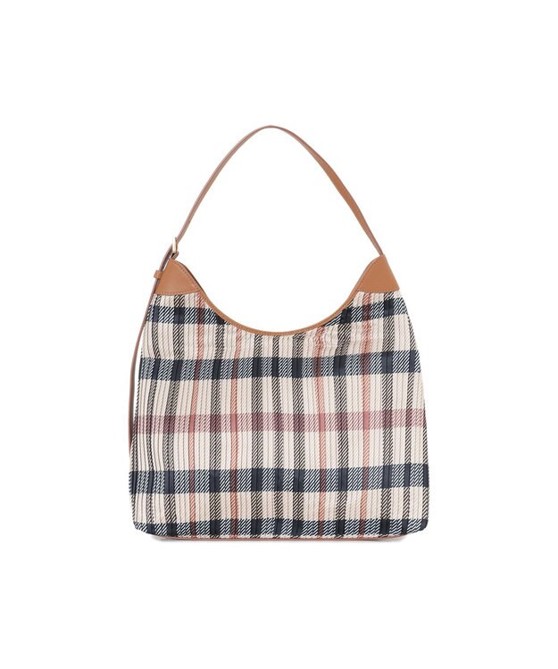 DAKS 【軽量】ポリエステル ハウスチェック ホーボーショルダーバッグ ブラウン