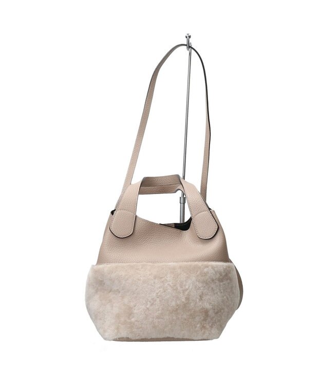 INTER-CHAUSSURES 【RIPANI】ムートンコンビハンドバッグ ライトベージュ