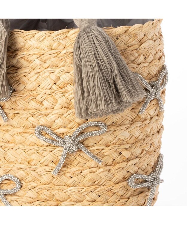 UNBILLION カカトゥ kakatoo / リボンチャームラフィアバッグ シルバー