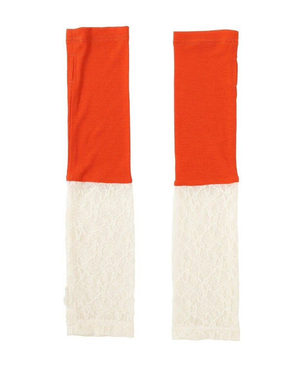 Green Parks レース×シアー２Ｗａｙアームカバー Orange