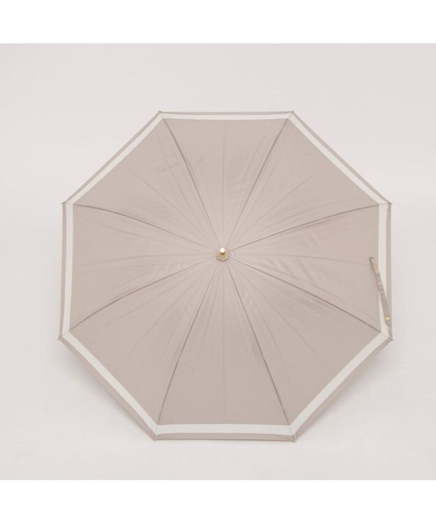 UNBILLION カシュネ cachenez / 【晴雨兼用】【日傘】UV カット率99％以上 PU切り継ぎボーダーバルーンショートパラソル ダークベージュ