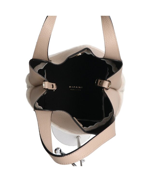 INTER-CHAUSSURES 【RIPANI】ムートンコンビハンドバッグ ライトベージュ