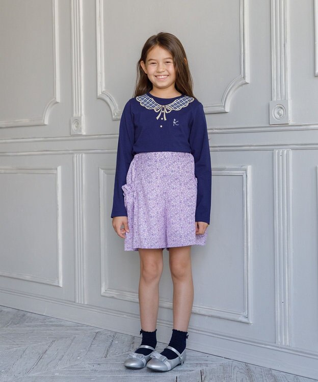 組曲 KIDS 【110-140㎝】トロンプルイユロン Tシャツ ネイビー