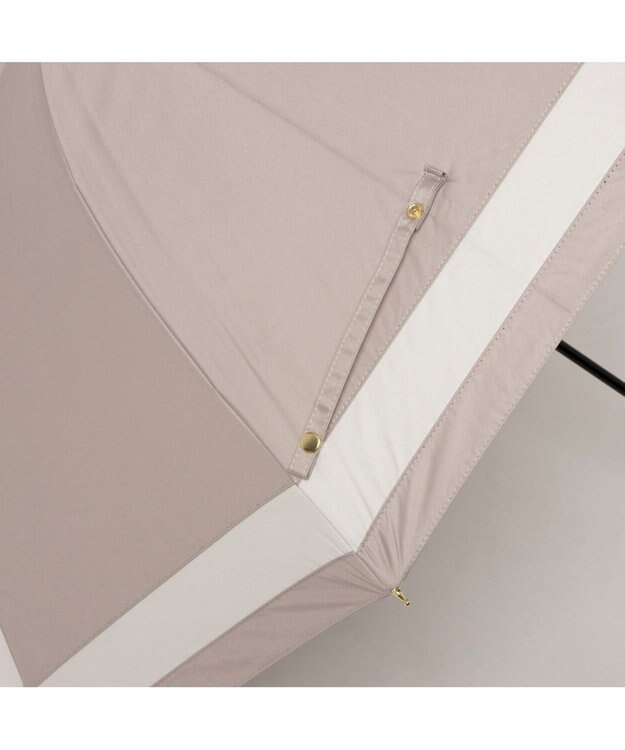 UNBILLION カシュネ cachenez / 【晴雨兼用】【日傘】UV カット率99％以上 PU切り継ぎボーダーバルーンショートパラソル ダークベージュ