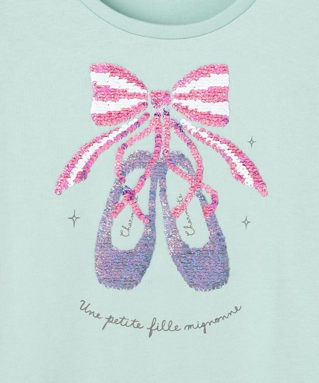 ANY KIDS ミラクルスパンコール 長袖Tシャツ ミント×バレエ