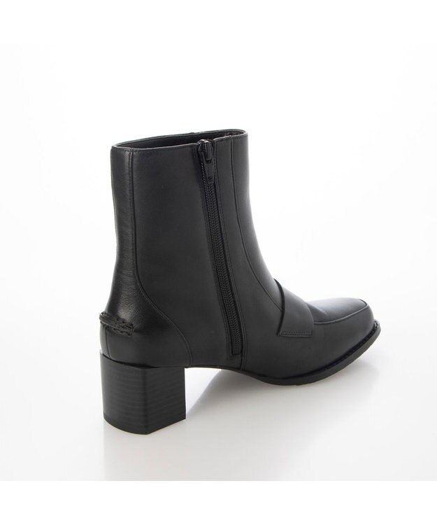 ing <ing>スクエアトゥローファーブーツ ブラック