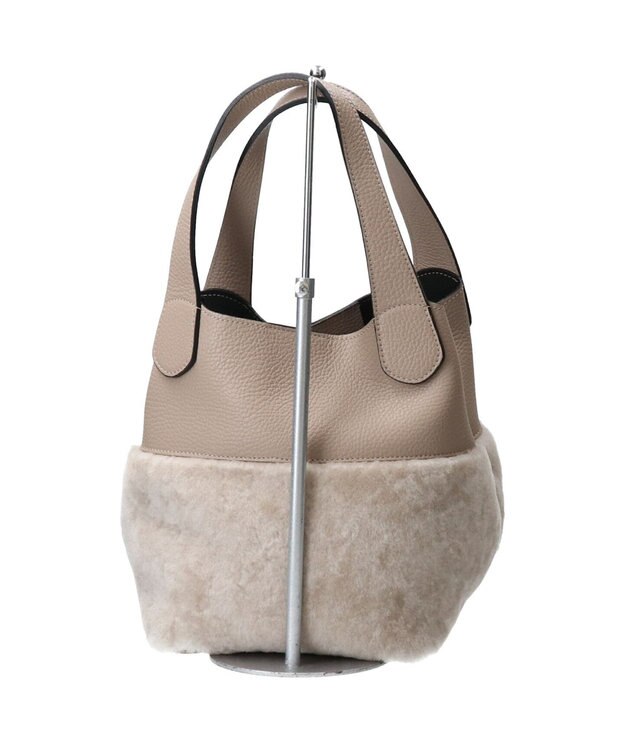 INTER-CHAUSSURES 【RIPANI】ムートンコンビハンドバッグ ライトベージュ