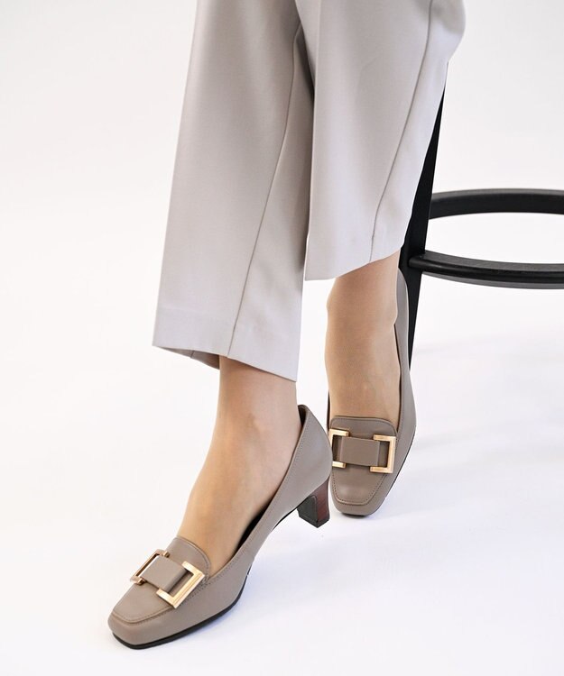 Pointer 日本製 本革バックルパンプス オークグレー