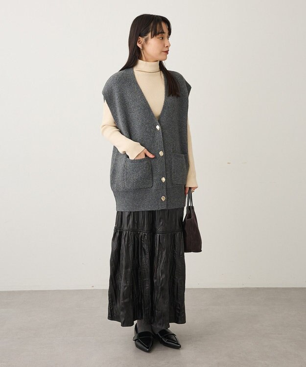 CRAFT STANDARD BOUTIQUE Ｖネックオーバーサイズニットベスト Gray Mixture