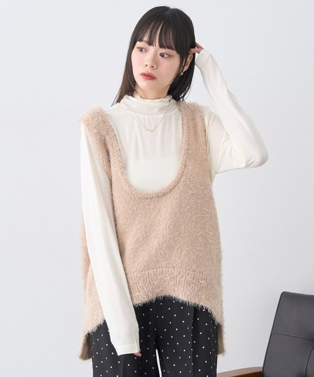 earth music&ecology 【吸湿発熱】あったかフェミニンインナー(シアーハイネック) Off White