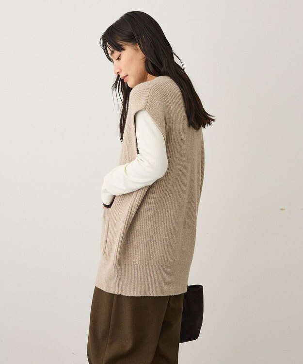 CRAFT STANDARD BOUTIQUE Ｖネックオーバーサイズニットベスト Beige Mixture
