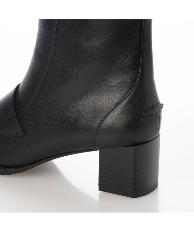 ing <ing>スクエアトゥローファーブーツ ブラック