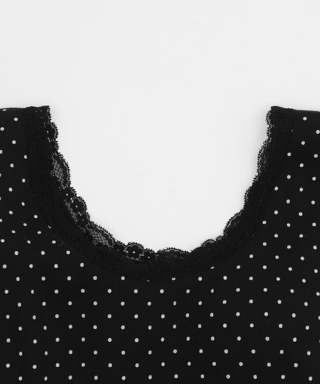 WEGO 【カップ付きインナー】ドット柄レースlカップインタンク ブラック