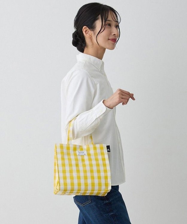 ROOTOTE 1029【ラミネート加工 正方形型 】SN.スクエア.ラミネート-Q 03：チェック・イエロー