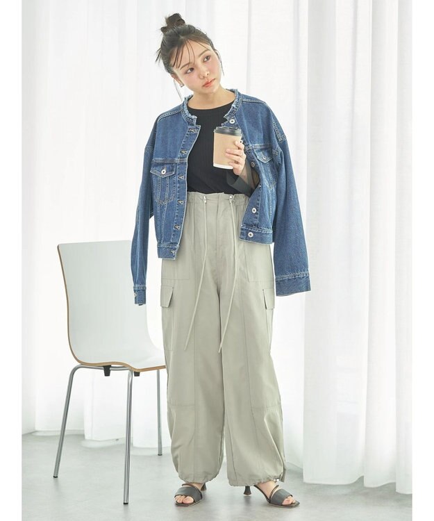 earth music&ecology 袖シアープルオーバー Black