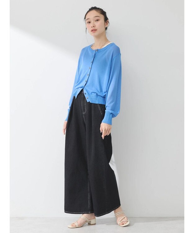 earth music&ecology シアークルーカーディガン Blue