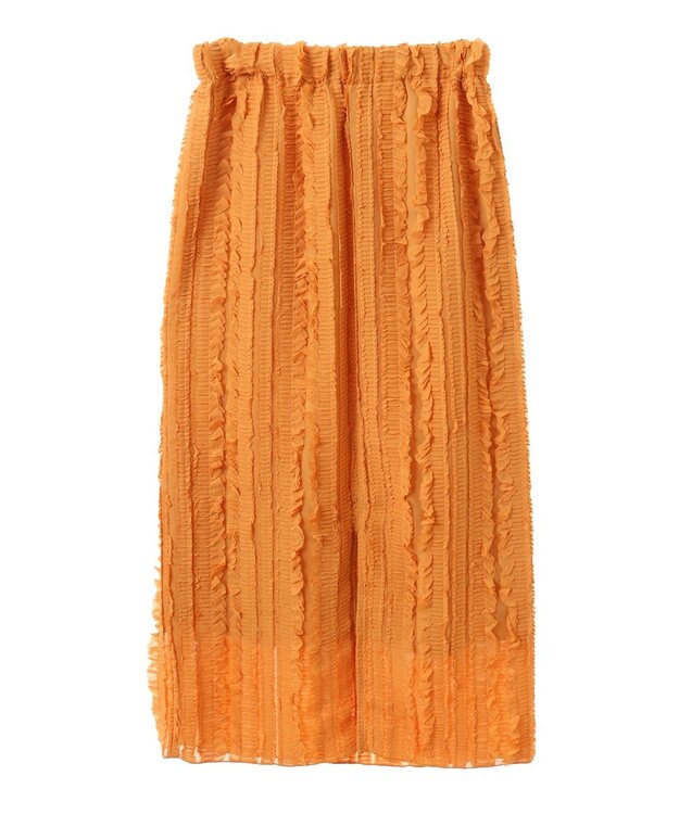 Green Parks ジャガードストライプフリルＩラインスカート Orange