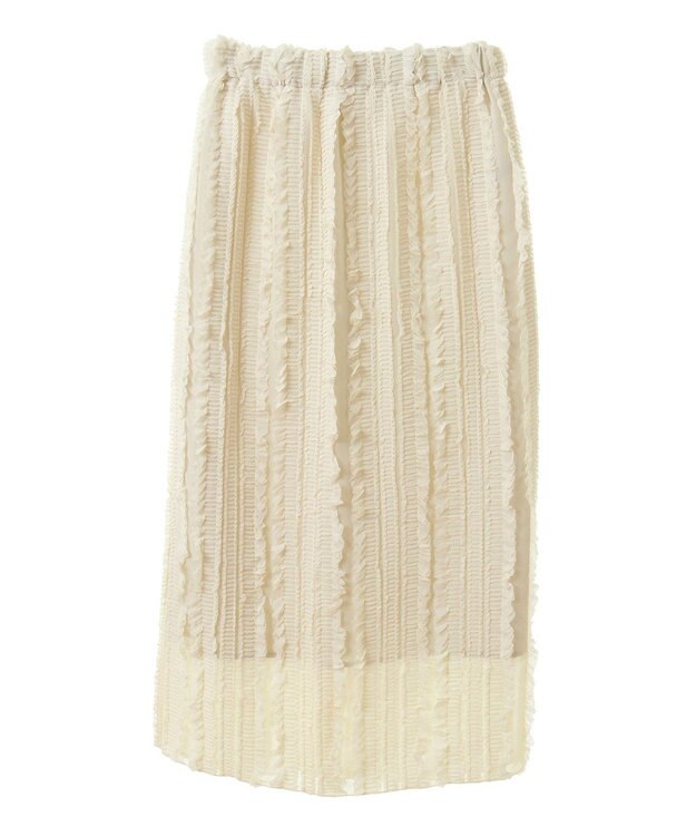 Green Parks ジャガードストライプフリルＩラインスカート Ivory