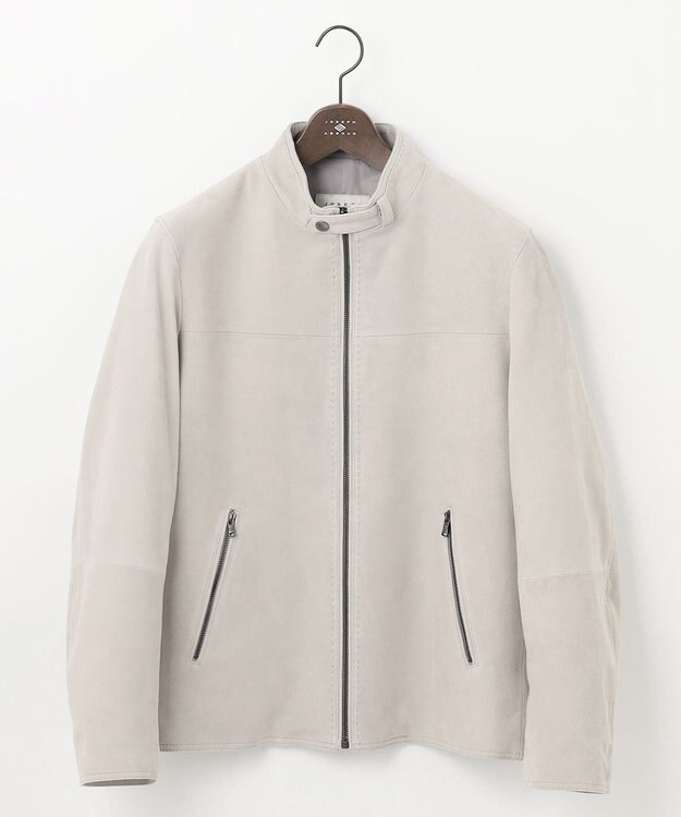 JOSEPH ABBOUD 【スプリングレザー/スウェード】ゴートスウェード シングル ライダース アイボリー系