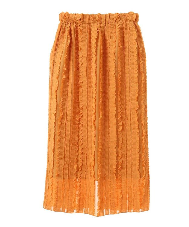 Green Parks ジャガードストライプフリルＩラインスカート Orange