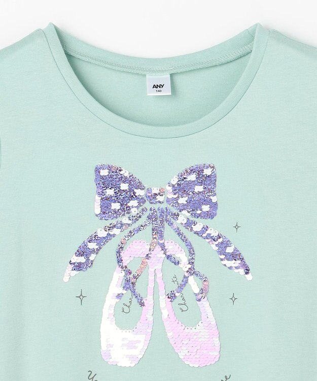ANY KIDS ミラクルスパンコール 長袖Tシャツ ミント×バレエ