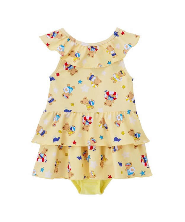 MIKI HOUSE HOT BISCUITS 【ミキハウス】【80-110cm】ミキハウスベア ワンピース水着 黄