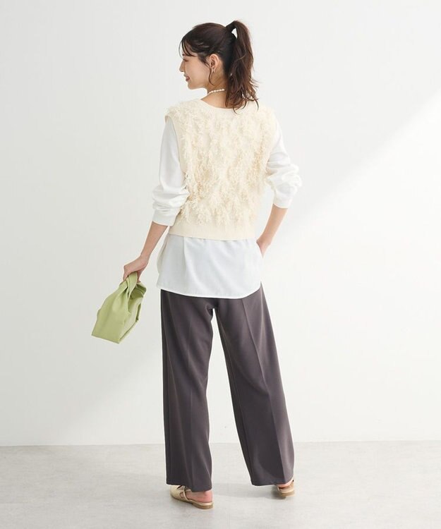 Green Parks フリンジニットベスト Ivory