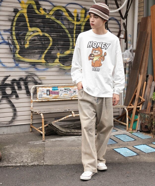 WEGO 【ユニセックス着用ITEM】アニマルキャラBIG　T（LS） ホワイト