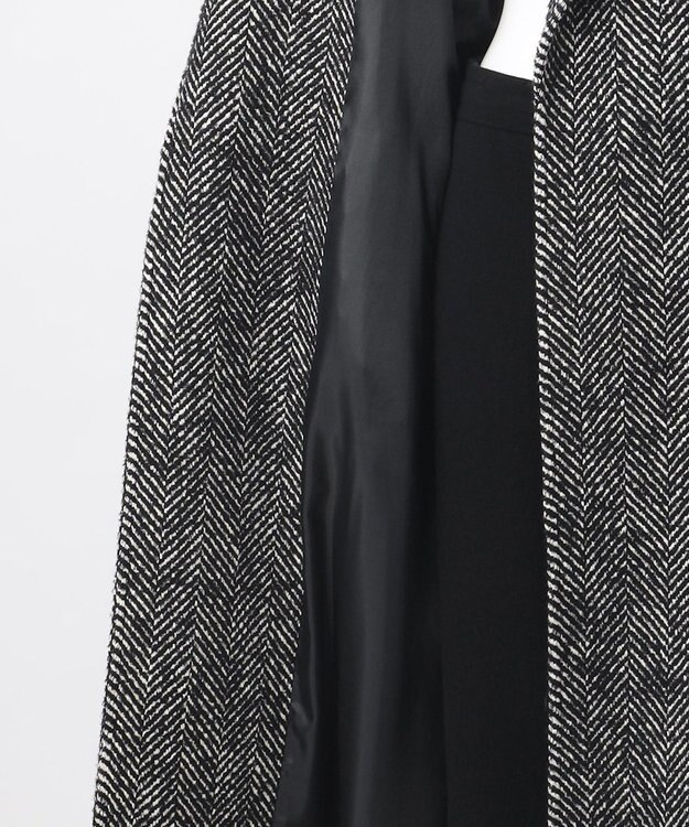 23区 L 【エステータ】ヘリンボーンツイード ガウンコート ブラック系1