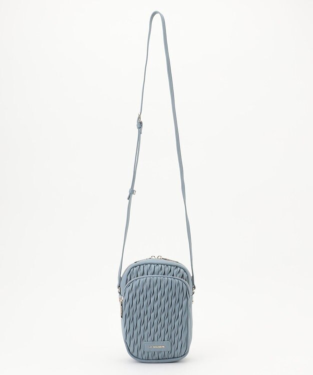 LA BAGAGERIE ランダムプリーツショルダーバッグ タテ ライトブルー