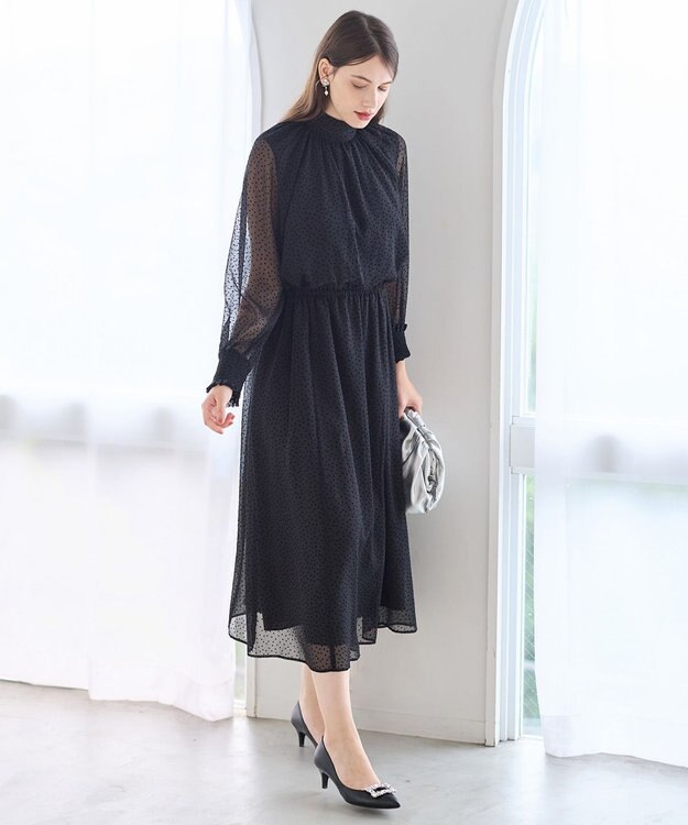 23区 S 【APPLAUDIR】シアードットフロッキー ドレス ブラック系