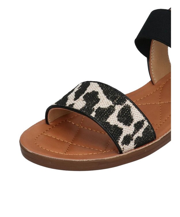 Green Parks ・ｒｉｃｈ　ｂｌｕｅ　雑材ゴムストラップサンダル Black