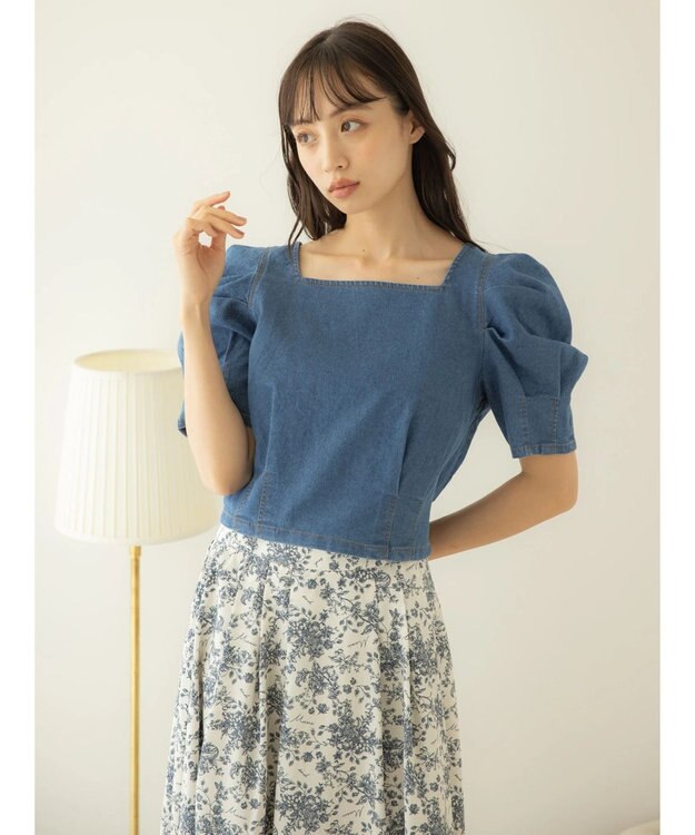 earth music&ecology パワショルスクエアネックプルオーバー Indigo