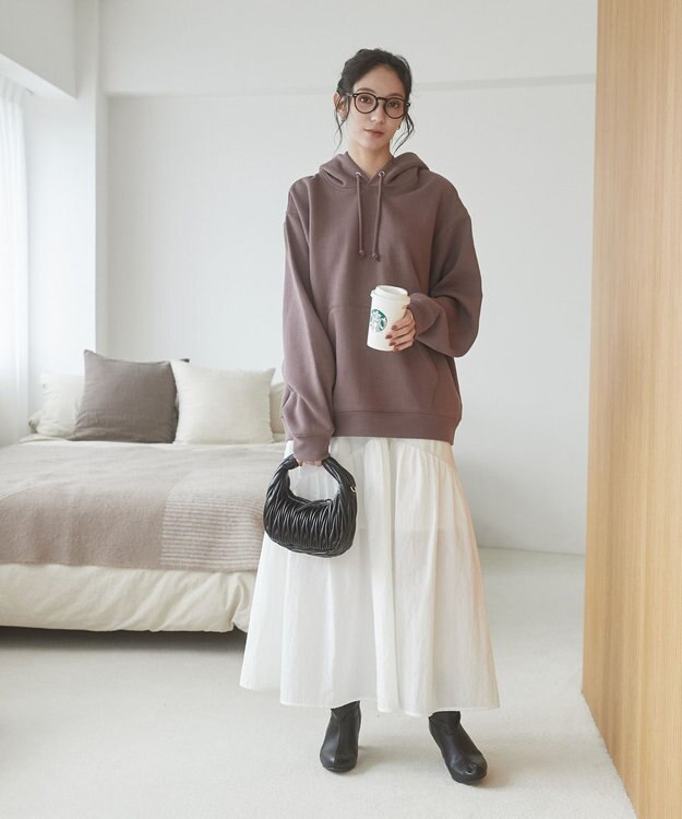 WEGO 【ユニセックス着用ITEM/裏起毛】リラックスフィットスウェットプルパーカー ブラウン