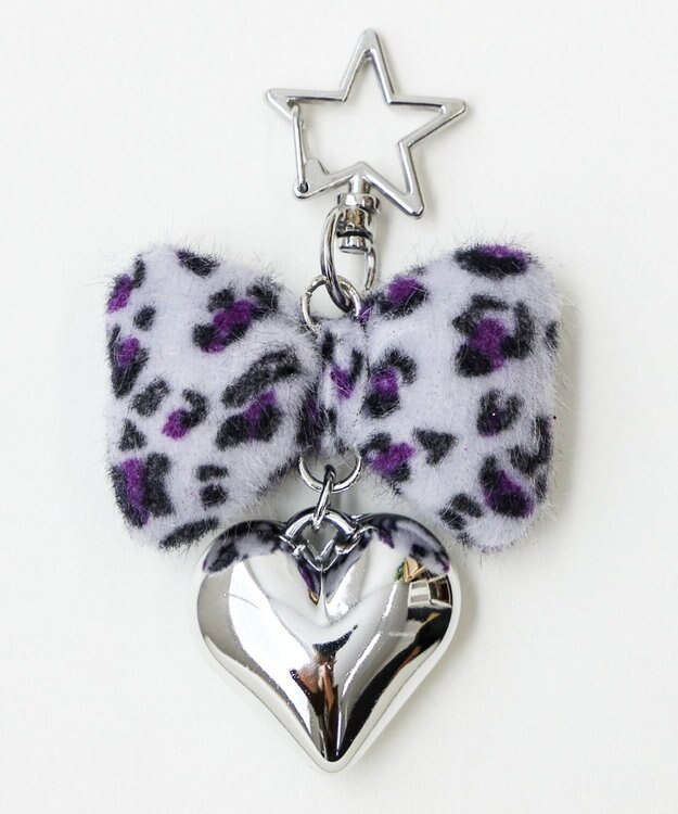 WEGO レオパードリボンキーホルダー パープル