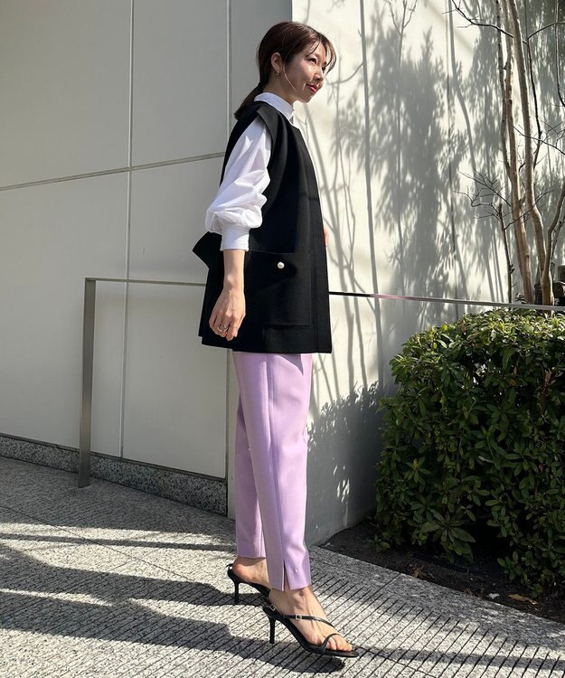 UNFILO 【軽量/ストレッチ/シワになりにくい】ミラノリブ ハーフジレ ブラック