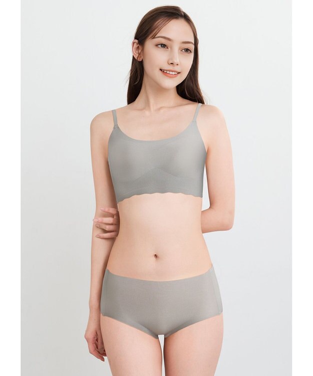 WACOAL 【GOCOCi ゴコチ】 ノンワイヤー ハーフトップ 伸びのよい素材を使用 ムレにくく快適 フラット仕上げ ホックなし ブラトップ レディース CGG220 /ワコール チャコールグレー