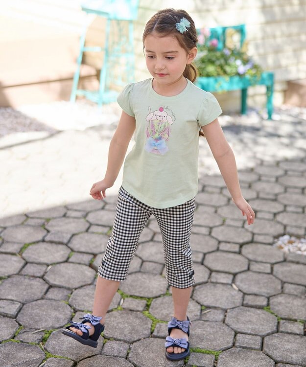 ANY KIDS 接触冷感 しろくま パンツ ブラック×ギンガム