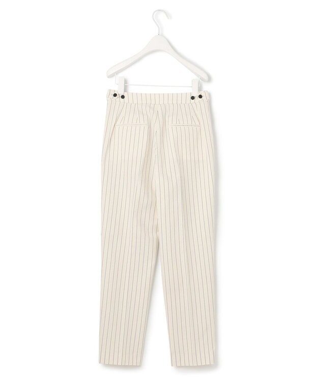 ICB L 【洗える・セットアップ対応】 LooseWeave ストライプ柄テーパードパンツ オフホワイト×ブラック系