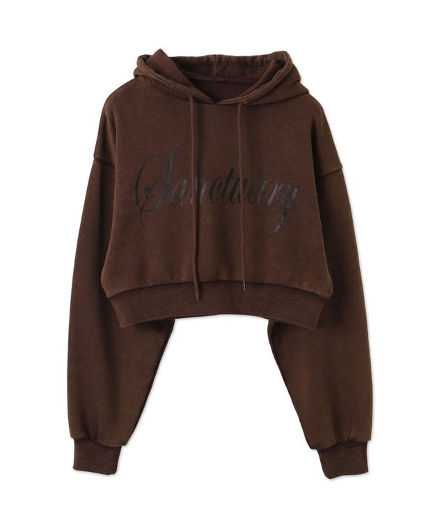 WEGO エンジェルプリントショートプルパーカー ブラウン