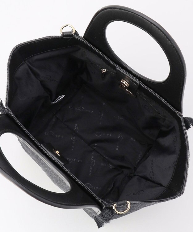 LA BAGAGERIE フリンジデニムバッグ Sサイズ ブラック