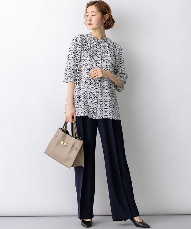 23区 S 【先行予約】カレイドスコーププリント バンドカラー ブラウス アイボリー系5