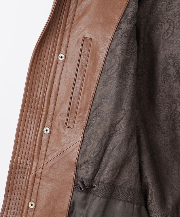 JOSEPH ABBOUD ベジタブルラムスキンレザーコート ダークブラウン系