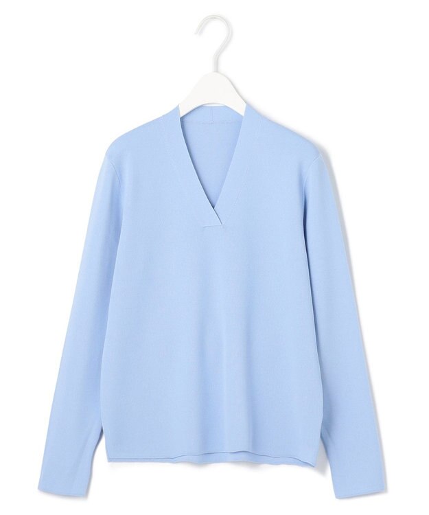 ICB 【WEB限定カラーあり・洗える】 シンセティックフルニードル Vネックプルオーバー サックスブルー系
