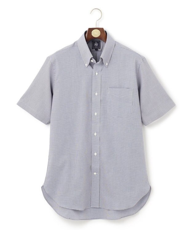 J.PRESS MEN 【EXTRA COMFORT / 形態安定・ストレッチ・抗菌防臭・速乾】パナマミニチェック 半袖シャツ/B.D. ライトグレー系3