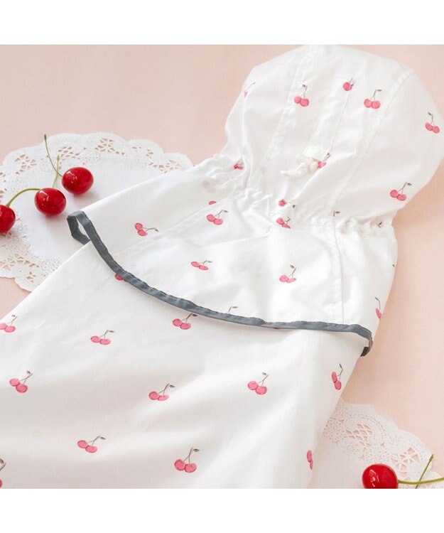 PET PARADISE ペットパラダイス ケープ付き レインコート 《チェリー》 中型犬 大型犬 ホワイト×レッド