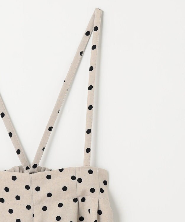 ANY KIDS 麻ライク ドット柄 ガウチョ ベージュドット