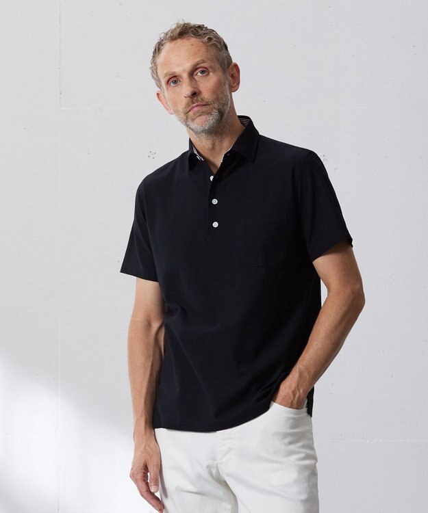 J.PRESS MEN 【ビジネスおすすめ / 吸水速乾】ドレスハニカム ポロシャツ ブラック系