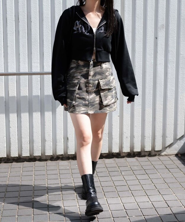 WEGO ヴィンテージウォッシュカーゴミニスカート 柄1